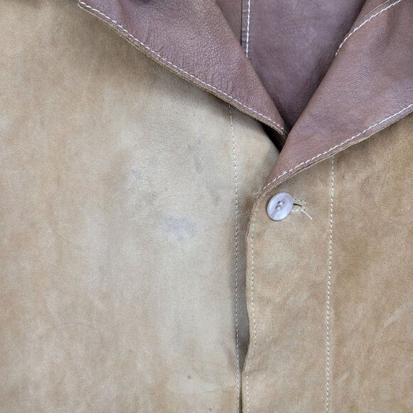 Mens Vintage 70's Jacket Leather Lightweight Reversible Western Rodeo Brown 3XT - Picture 17 of 17